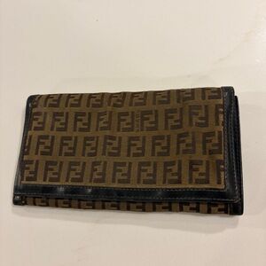 Fendi Monogram Canvas Long Wallet Vintage, Brown Canvas